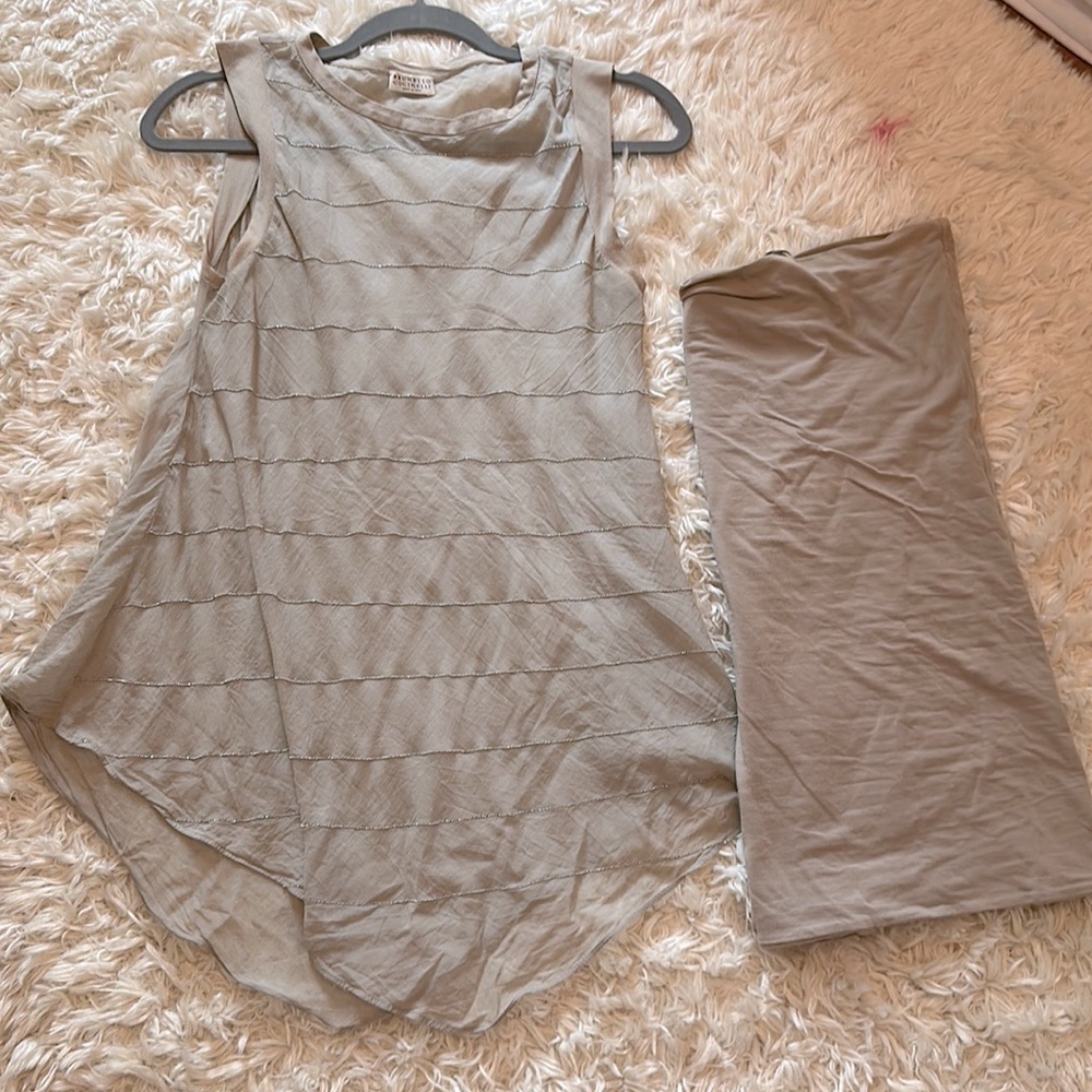 EUC Brunello Cucinelli monilli stripe top with underpinning